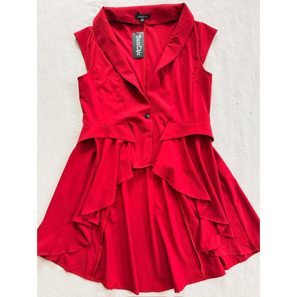 NWT DareChic Red Sleeveless Flared short sleeve jacket size 8 fancy coat